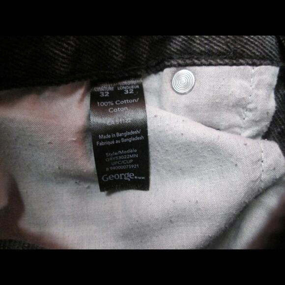 George Mens Size 32x32 (TF 28x28) Black Dark Wash Straight Leg Jeans - Picture 4 of 9